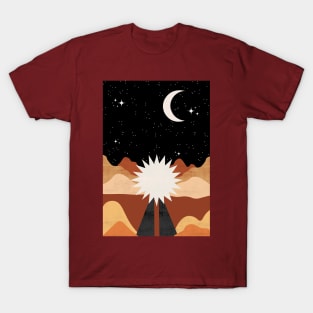 Road tripping at night - psychedelic landscape art illustration T-Shirt